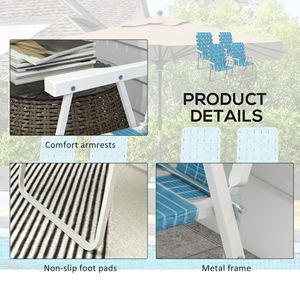 Set di 4 Sedie Pieghevoli Classiche Blu per Campeggio e Giardino con Braccioli per Pranzo all'Aperto - Product Image 6