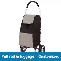 Chariot de courses pliable personnalisé à 2/4/6 roues |   Chariot en acier portable avec roues pour monter les escaliers et faciles à nettoyer