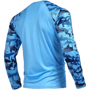 Men's Long Sleeve Camouflage Hunting Shirt Blue Moisture-Wicking Polyester Summer Outdoor Top - Product Image 2
