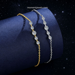 Pulsera de Plata de Ley 925 de Lujo con Moissanita para Mujer, Pulsera de Cadena Deslizante con Estrella Geométrica, Moissanita de Alta Calidad - Product Image 1