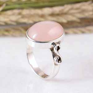 SHYAM JEWELRY Handmade 925 Sterling <b>Silver</b> Natural Rose Quartz Oval Boho & Hippie Matte Bezel Setting Wedding <b>Statement</b> <b>Ring</b> - Product Image 4