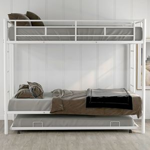 Letto a castello bianco a due piazze con letto estraibile in metallo - Vecchio SKU MF192387AAK - Product Image 2