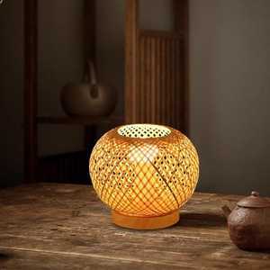 Lampe de table en bambou tissé à la main, lampe de chevet Zen Wabi Sabi, lanterne en rotin japonaise, décoration de chambre en bambou naturel, fournisseur - Product Image 6