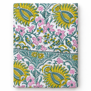 Tissu en voile de coton imprimé à la main à rayures florales roses, léger, respirant, en fil peigné tissé, 60x60, 90 GSM, unisexe, Rajasthan - Product Image 5