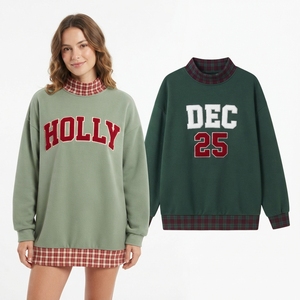 Women's Oversized Turtleneck Sweatshirt Christmas Sequined Letter Print Long Sleeve Knitted Cotton Winter Sweater - Product Image 3