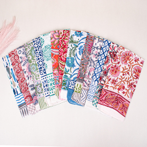 Block Printed Handmade Fashion Floral Pattern Cotton <b>Square</b> <b>Scarf</b> Ethnic Style Multicolor Multifunctional Bandana Skin-Friendly - Product Image 1