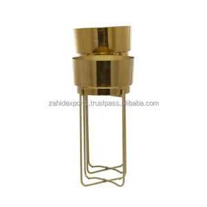 Factory Direct Handmade Eco-Friendly Modern <b>Square</b> Metal Flower Vase for Floor Use Luxury Golden Iron Zahid Exports Competitive - Product Image 6