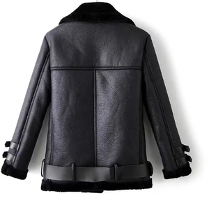 <b>Women</b> Genuine Leather Eco-Friendly <b>Vintage</b> Bomber <b>Jacket</b> with Fur Trim Zipper Closure Winter Wear Moto Biker Style - Product Image 2