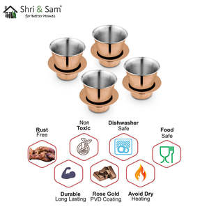 4 PCS Dabara à café en acier inoxydable à double paroi dans un gobelet Revêtement PVD or rose Accessoires de boissons de qualité supérieure - Product Image 1