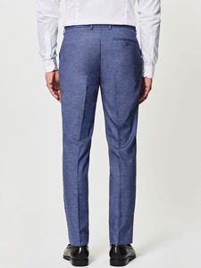 Ensemble de costume d'affaires bleu en laine et polyester pour homme, simple boutonnage, col à revers, infroissable, coupe classique, style britannique - Product Image 3