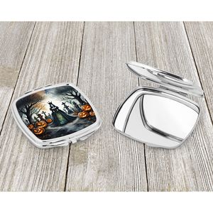 Espejo de maquillaje de viaje compacto Spooky Halloween Evil Queen, espejo decorativo de bolsillo de mano plegable para mujeres y niñas - Product Image 3