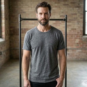 T-shirt Homme Personnalisé en Laine 100% Tricotée Coupe Slim, Bords Effilochés, Lavage Enzymatique, Style Vintage Sportif Streetwear, Ourlet Brut, Grammage Lourd - Product Image 1