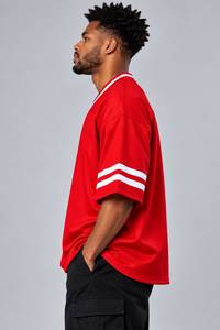 Maillot de baseball FRANSON GEAR personnalisé imprimé par sublimation 100 % polyester respirant, col en V, manches courtes, pour adulte, en maille, pour équipe, avec impression sur le devant - Product Image 4