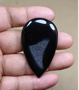 Cabochon en obsidienne naturelle en forme de poire, effet œil de chat, pierre précieuse en vrac pour la fabrication de bijoux - Product Image 2