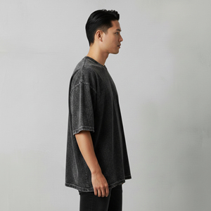 Hot Selling article Acid Wash 100% Cotton 280GSM Heavyweight Summer Casual Wear loose fit streetwear Men's T-Shirt - Product Image 2