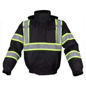Chaqueta de Seguridad Invernal de Alta Visibilidad Naranja y Negra, Chaqueta de Trabajo con Capucha Reflectante, Ropa de Protección Industrial Resistente a la Intemperie - Product Image 3