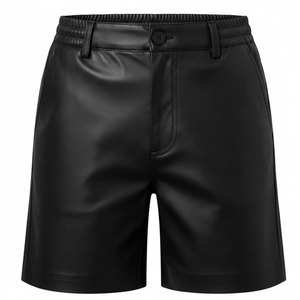 Pantalones Cortos Casuales de Cuero para Hombre con Costuras Reforzadas, Cintura Cómoda, Ecológicos y Transpirables para Uso Diario - Product Image 1