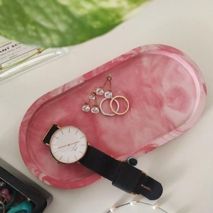 Bandeja ovalada de resina de gran venta con acabado brillante, organizador de joyas multiusos, bandeja decorativa moderna para tocador, la mejor opción. - Product Image 2