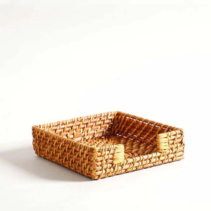 Bandeja Organizadora Cuadrada de Mimbre Tejida a Mano, Cesta de Almacenamiento de Mimbre Natural para Encimera de Baño, Cocina, Decoración del Hogar - Product Image 2