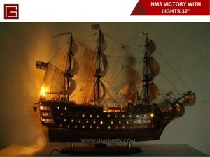 GIA NHIEN CO. LTD Vietnam HMS VICTORY WITH <b>LIGHTS</b> Handmade Wooden Model Ship with LED <b>Lights</b> Maritime Decoration TS0001WL-80 - Product Image 2
