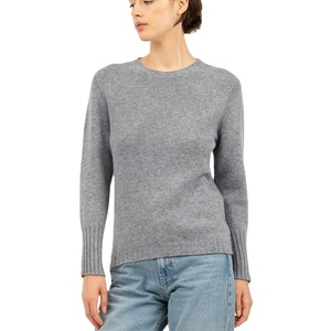 Suéter de Punto Plano Personalizado con Servicio OEM, Bordado de Primera Calidad, Color Sólido Informal, para Mujer, Otoño Invierno, Cuello Redondo - Product Image 1