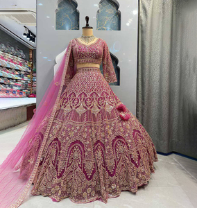 Lehenga Choli Dupatta de Diseño Indio de Alta Calidad PinkCityBlocks, con Lentejuelas y Georgette, Completamente Cosido, en Oferta - Product Image 1