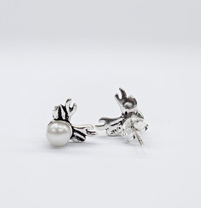 Pendientes de Perlas de Plata Oxidada 925 Estilo Vintage, Diseño Gótico de Cuerno de Animal, Joyería Única Inspirada en la Naturaleza, para Uso Festivo - Product Image 5