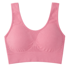 Sujetador deportivo sin costuras para mujer, sin aros, copa 3/4, espalda cruzada, color liso, de secado rápido, transpirable, tejido, con soporte, para yoga, gimnasio, ropa deportiva, OEM ODM - Product Image 1