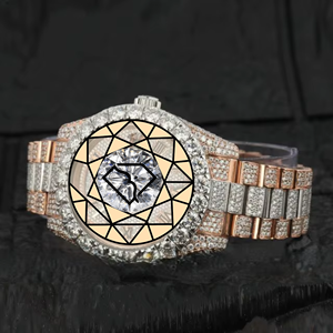 Reloj de Acero Inoxidable con Diamantes de Laboratorio, Chapado en Dos Tonos, Movimiento de Cuarzo Analógico, Cristal, Brazalete con Cierre Plegable, Resistente al Agua - Product Image 1