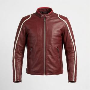 Chaquetas de Motociclismo Nuevas para Hombre, de Cuero Vacuno Genuino, con Protección en Hombros, Codos y Espalda, Duraderas - Product Image 1