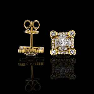 Pendientes de Diamantes de Lujo Chapados en Plata 925, Corte Marquesa, Diseño Geométrico, Engaste de Garras, Joyería de Compromiso Unisex, Certificado GIA - Product Image 2