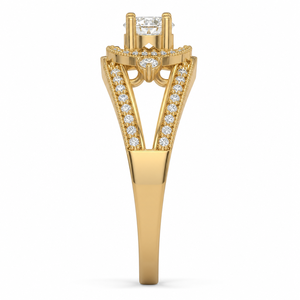Bague de fiançailles halo en diamant de laboratoire 80 points, à double sangle, sertie pavé, en or, certifiée IGI, pour anniversaire, OEM, ODM, personnalisable - Product Image 2