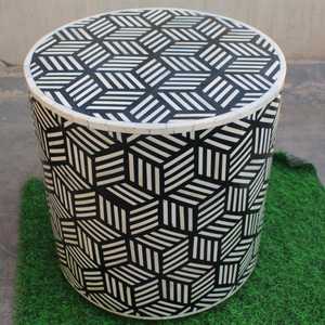 Mesa Consola con Base de Pedestal y Incrustaciones de Hueso con Patrón Geométrico Moderno, Mueble Contemporáneo para Sala de Estar, Diseño Duradero - Product Image 6