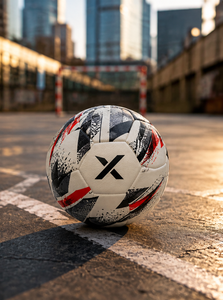Ballon de football personnalisé X, blanc, noir, rouge, logo X, ballons de football de rue |   OEM ODM |   Fabricant |   Qualité de conception haut de gamme - Product Image 3