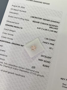Diamant rose fantaisie taille coussin 1,53 ct 1,55 ct certifié IGI, clarté VVS, cultivé en laboratoire CVD pour la joaillerie - Vente en gros - Product Image 5