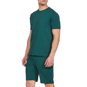 Econex Sports Men's Gray Letter Print Cotton Short Sleeve T-Shirt Shorts <b>Set</b> Casual Summer Wear Breathable Fleece Knitted 320g - Product Image 2