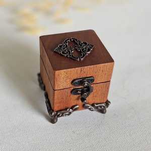 Handmade Classic Square Wooden Jewelry <b>Ring</b> <b>Box</b> Magnetic Closure <b>for</b> Proposal <b>Wedding</b> <b>Ceremony</b> Special Occasions Custom Logo - Product Image 1