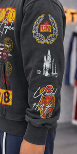 Sweat à capuche zippé pour homme, délavé à l'acide, coupe oversize, style streetwear, imprimé graphique, en molleton de coton épais, fabrication OEM - Product Image 4