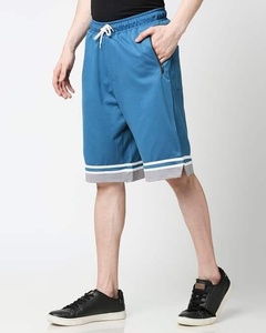 Shorts Bermuda pour homme, bleu uni, avec cordon de serrage et bande latérale, vêtements décontractés - Product Image 2