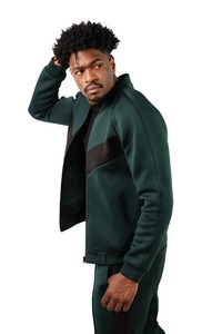 Conjunto Deportivo Unisex Verde de Forro Polar, Cierre de Cremallera en Manga Larga, Ropa Casual de Otoño, Transpirable, de Secado Rápido, Poliéster - Product Image 3