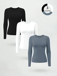 Loose fit womens polyester <b>long</b> <b>sleeve</b> tshirt custom logo solid color casual fall <b>base</b> <b>layer</b> group activities apparel - Product Image 3