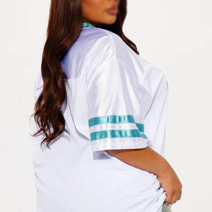 Premium Quality White blue soccer jersey Women Short Sleeve American Football Jersey V Neck <b>Athletic</b> Sports T shirt OEM Service - Product Image 5