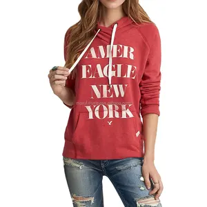 Hochwertige, individuell bedruckte, locker sitzende MSWWH19 New York Eagle Red Cotton Damen bekleidung Hoodie