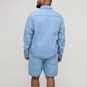 Conjunto de Pantalones Cortos de Mezclilla Casuales de Verano para Hombre, de Alta Calidad, con Logotipo Personalizado, Cintura Elástica, Transpirable y Cómodo, de Poliéster y Algodón - Product Image 2