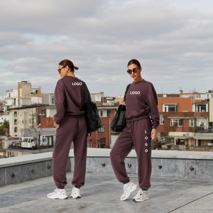Ensemble de survêtement deux pièces personnalisé avec logo, en molleton de soie, sweat-shirt à capuche imprimé en relief, style sport d'hiver - Product Image 3