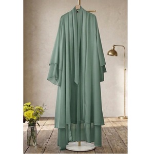 OEM Niqab Abaya Muslim Women Dress Breathable Memory Fabric Modest Islamic Clothing Solid Zipper Embroidery - Product Image 1