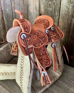 Selle de cheval en cuir léger style western, motif floral, quincaillerie SUS304, arbre en bois fait main, équipement d'équitation - Nouveauté 2026, Meilleures ventes - Product Image 2