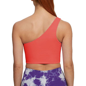 Plus Size <b>One</b> Shoulder Mesh Fitness Gym Wear Sports Bra <b>Top</b> Sports Yoga Bra Women Workout Sports Bra - Product Image 6
