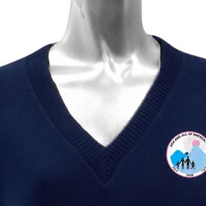 Jack & Jill V Neck Sweater with Crest <b>Navy</b> Blue Premium Knit Pullover Casual Event Apparel Bulk Supply Everyday Wear New - Product Image 2