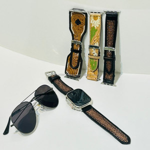 Nouvel arrivage de bracelet de montre en cuir véritable fait à la main, design personnalisé, floral, peint, boho, western, remplacement - Product Image 6